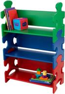 📚 kidkraft wooden puzzle piece bookcase - primary colors, 3 shelves, gift for ages 3+ logo