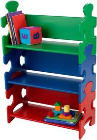 img 4 attached to 📚 KidKraft Wooden Puzzle Piece Bookcase - Primary Colors, 3 Shelves, Gift for Ages 3+