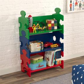 img 2 attached to 📚 KidKraft Wooden Puzzle Piece Bookcase - Primary Colors, 3 Shelves, Gift for Ages 3+