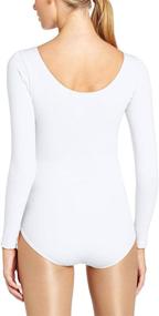 img 3 attached to 👗 Stretch Leotard Bodysuit for Women - Black, Long Sleeve - FAIMILORY Women's Clothing Collection