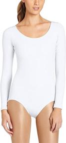 img 4 attached to 👗 Stretch Leotard Bodysuit for Women - Black, Long Sleeve - FAIMILORY Women's Clothing Collection