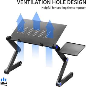 img 2 attached to Портативная подставка для ноутбука с регулируемой высотой, подставкой для мыши и вентиляционным отверстием - идеально подходит для кровати и дивана.