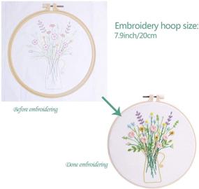 img 3 attached to 🧵 Complete Embroidery Kit for Beginners - Stamped Embroidery Set with Pattern, Cloth, Hoop, Instructions, Colorful Floss Threads, and Needles (Hanama)