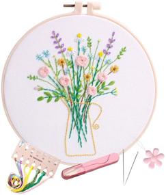 img 4 attached to 🧵 Complete Embroidery Kit for Beginners - Stamped Embroidery Set with Pattern, Cloth, Hoop, Instructions, Colorful Floss Threads, and Needles (Hanama)