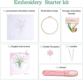 img 2 attached to 🧵 Complete Embroidery Kit for Beginners - Stamped Embroidery Set with Pattern, Cloth, Hoop, Instructions, Colorful Floss Threads, and Needles (Hanama)