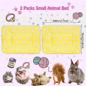 img 1 attached to 🐇 2PCS Bunny Bed with Yellow Dots - Small Animal, Rabbit Mat, Guinea Pig & Hamster Warm Bed