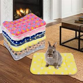 img 3 attached to 🐇 2PCS Bunny Bed with Yellow Dots - Small Animal, Rabbit Mat, Guinea Pig & Hamster Warm Bed