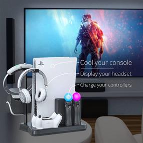 img 1 attached to Skywin PSVR Charging Display Stand - Show, Cool, Charge, and Exhibit Your PS VR - Compatible with Playstation. PS5 Headset Stand, Fan, Controller Charger and Hub (PS5 VR)