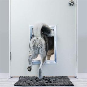img 2 attached to 🚪 BarksBar Original Dog Door - White, Plastic with Aluminum Lining, Soft Flap, Sliding Panel and Telescoping Frame, 2-Way Locking