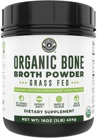 img 4 attached to 16oz Organic Grass Fed Beef Bone Broth Protein Powder - Unflavored, Keto Friendly & Paleo - USDA Certified Organic by Left Coast Performance. 20 Servings.