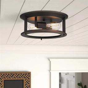 img 2 attached to 🏡 12 Inch Farmhouse Flush Mount Ceiling Light Fixture with Clear Glass in Oil Rubbed Bronze Finish - Emliviar YE19108-F1 ORB