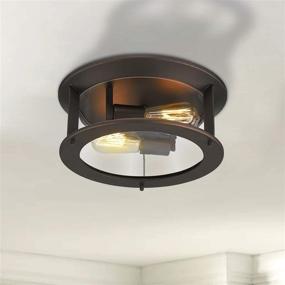 img 1 attached to 🏡 12 Inch Farmhouse Flush Mount Ceiling Light Fixture with Clear Glass in Oil Rubbed Bronze Finish - Emliviar YE19108-F1 ORB