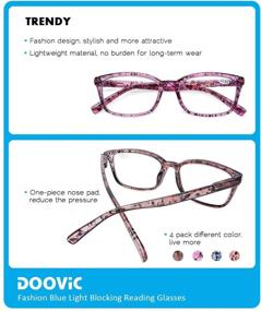 img 2 attached to 👓 DooViC Computer Reading Glasses 4 Pack - Blue Light Blocking, Anti-Eyestrain, Spring Hinge Stylish Readers for Women (2.50 Strength)