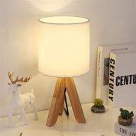 charming white fabric shade small table lamp with tripod base for kids room, study, office, bedroom, dorm, nightstand, coffee table - cute desk lamp логотип