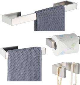 img 1 attached to 🛁 Premium Bathroom Accessory Set: Alise GDX7004LS-SET - Towel Bar, Hook, Ring & Paper Holder, 304 Stainless Steel Brushed Nickel, Wall Mount, Self-Adhesive & Superglue