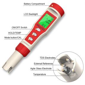 img 2 attached to Digital PH Meter With ATC: 4 In 1 PH TDS EC Temp - ORAPXI PH Tester High Accuracy Pocket Size PH Measurement For Pool