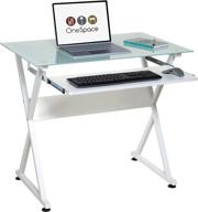 💻 stylish and sleek: onespace ultramodern glass computer desk in white logo