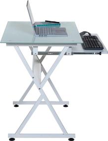 img 2 attached to 💻 Stylish and Sleek: OneSpace Ultramodern Glass Computer Desk in White