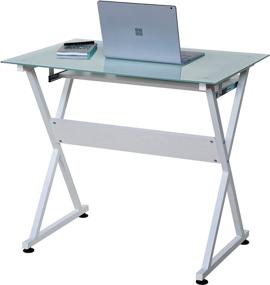 img 1 attached to 💻 Stylish and Sleek: OneSpace Ultramodern Glass Computer Desk in White