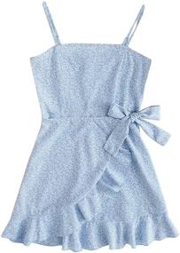 img 4 attached to Charming and Fashion-forward Floral Sleeveless Asymmetrical Ruffle Girls' Clothing and Dresses by Milumia