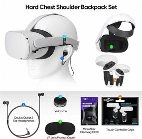 img 3 attached to 🎒 SARLAR Hard Chest Shoulder Backpack for Oculus Quest 2 - Carrying Case for Basic and Elite Version VR Gaming Headset and Touch Controllers, with In-Ear Headphones and Lens Protective Cover
