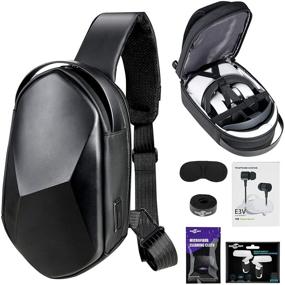 img 4 attached to 🎒 Жесткий грудной плечевой рюкзак SARLAR для Oculus Quest 2 - чехол для базовой и элитной версии игрового гарнитура VR и сенсорных контроллеров, с наушниками-вкладышами и защитной крышкой для линз