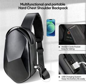 img 1 attached to 🎒 Жесткий грудной плечевой рюкзак SARLAR для Oculus Quest 2 - чехол для базовой и элитной версии игрового гарнитура VR и сенсорных контроллеров, с наушниками-вкладышами и защитной крышкой для линз