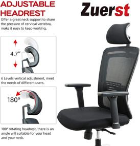 img 3 attached to ZUERST Ergonomic Office Chair with Lumbar Support, 3D Armrest, and Flip-Up Headrest - Adjustable Mesh Chair for Enhanced Comfort and Productivity