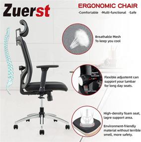 img 2 attached to ZUERST Ergonomic Office Chair with Lumbar Support, 3D Armrest, and Flip-Up Headrest - Adjustable Mesh Chair for Enhanced Comfort and Productivity