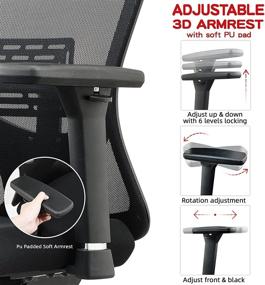 img 1 attached to ZUERST Ergonomic Office Chair with Lumbar Support, 3D Armrest, and Flip-Up Headrest - Adjustable Mesh Chair for Enhanced Comfort and Productivity