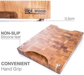 img 3 attached to 🪓 Durable End Grain Wood Cutting Board - Large 16 x 12 Butcher Block for Kitchen - Non-Slip Feet - Premium Oak Chopping Board