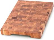 🪓 durable end grain wood cutting board - large 16 x 12 butcher block for kitchen - non-slip feet - premium oak chopping board logo