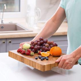 img 2 attached to 🪓 Durable End Grain Wood Cutting Board - Large 16 x 12 Butcher Block for Kitchen - Non-Slip Feet - Premium Oak Chopping Board