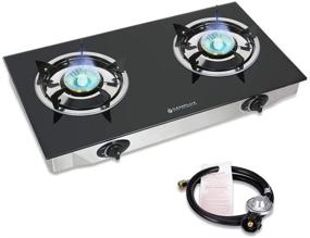 img 4 attached to Efficient and Convenient Cooking: Camplux Propane Gas Cooktop with Tempered Glass, Auto Ignition, and Double Burners - Ideal for LPG