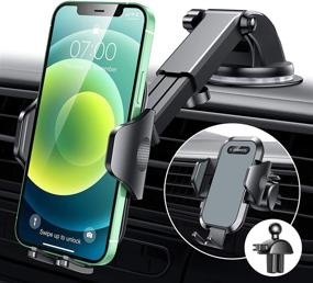 img 4 attached to 🚗 Upgraded VANMASS Car Phone Mount with Strong Suction, Universal Phone Holder for Car Dashboard Windshield Air Vent - Grey