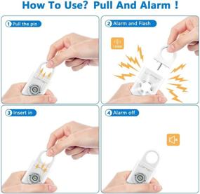 img 2 attached to 🚨 130 дБ Личная сигнализация безопасности для детей, пожилых людей, женщин - Звуковая сигнализация самообороны с мигающим светом; Портативная сигнализация безопасности для чрезвычайных ситуаций и самозащиты.
