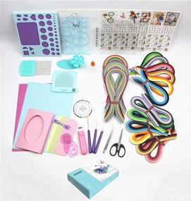 img 4 attached to 🎨 Quilling Kit: 1860 Paper Strips 39cm/54cm + Quilling Tools: Pen Slotted Tool, Paper Rolling Electric Pen, Template Board, DIY Tool Grid Guide, Paper Design Drawings, Scissors