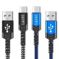 🔌 l&amp;he 2 pack 10ft charger cable for ps4 slim/pro, xbox one s/x controller & android phones | blue & black логотип