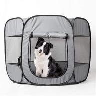 🐾 water resistant love's cabin pet puppy playpen - indoor & outdoor exercise dog pen, portable cat & dog playpen for small, medium, and large dogs, foldable kennel with removable shade cover logo