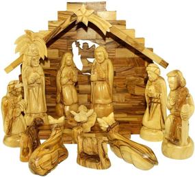 img 2 attached to 🎄 Holy Land Market Olive Wood Nativity Set with Stable. Beautiful 14-Piece Set for Exquisite Christmas Décor