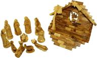 🎄 holy land market olive wood nativity set with stable. beautiful 14-piece set for exquisite christmas décor logo