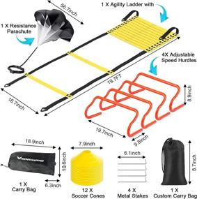 img 3 attached to Agility Training Equipment Set - RENRANRING 20ft Agility Ladder, Resistance Parachute, 4 Agility Hurdles, and 12 Disc Cones for Football, Soccer, and Basketball Athletes