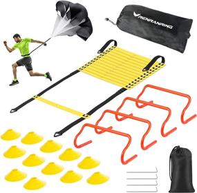 img 4 attached to Agility Training Equipment Set - RENRANRING 20ft Agility Ladder, Resistance Parachute, 4 Agility Hurdles, and 12 Disc Cones for Football, Soccer, and Basketball Athletes