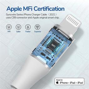 img 3 attached to Syncwire 10фт кабель зарядки для iPhone - сертифицированный Apple MFi, двухплетеный нейлоновый кабель Lightning к USB для iPhone 13 12 Mini 11 Pro Max XS XR X 8 7 6 Plus, серебристый - 10 футов