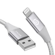 syncwire 10фт кабель зарядки для iphone - сертифицированный apple mfi, двухплетеный нейлоновый кабель lightning к usb для iphone 13 12 mini 11 pro max xs xr x 8 7 6 plus, серебристый - 10 футов логотип