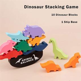 img 1 attached to 🦕 Stacking Dinosaur Toys for 4-7 Year Olds: Wooden Balance Blocks for Pre-Schoolers Developing Fine Motor Skills - Perfect Christmas & Birthday Gifts for Boys & Girls