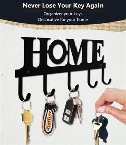 img 3 attached to 🔑 Vintage Black Metal Wall Mount Key Holder: Rustic Western Key Hanger Decor for Home Décor - 33X13.5cm, 5 Hooks for Front Door, Kitchen & Home