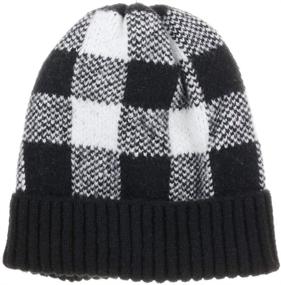 img 1 attached to CRUOXIBB Winter Soft Stretch Buffalo Plaid Cuff Beanie: Thick & Warm Knit Hat for Skull Skiing