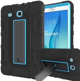 img 4 attached to 📱 Sanhezhong Samsung Galaxy Tab E 9.6 Case - Three Layer Hybrid Rugged Shockproof Anti-Slip Cover for Tab E Nook 9.6 inch(SM-T560) - Full Body Protection (Black Blue)