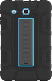 img 2 attached to 📱 Sanhezhong Samsung Galaxy Tab E 9.6 Case - Three Layer Hybrid Rugged Shockproof Anti-Slip Cover for Tab E Nook 9.6 inch(SM-T560) - Full Body Protection (Black Blue)